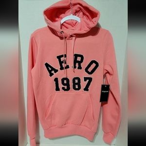 ⚡️Aeropostale Mens Aero New york Logo Pullover Hoodie Color Peach N Cream